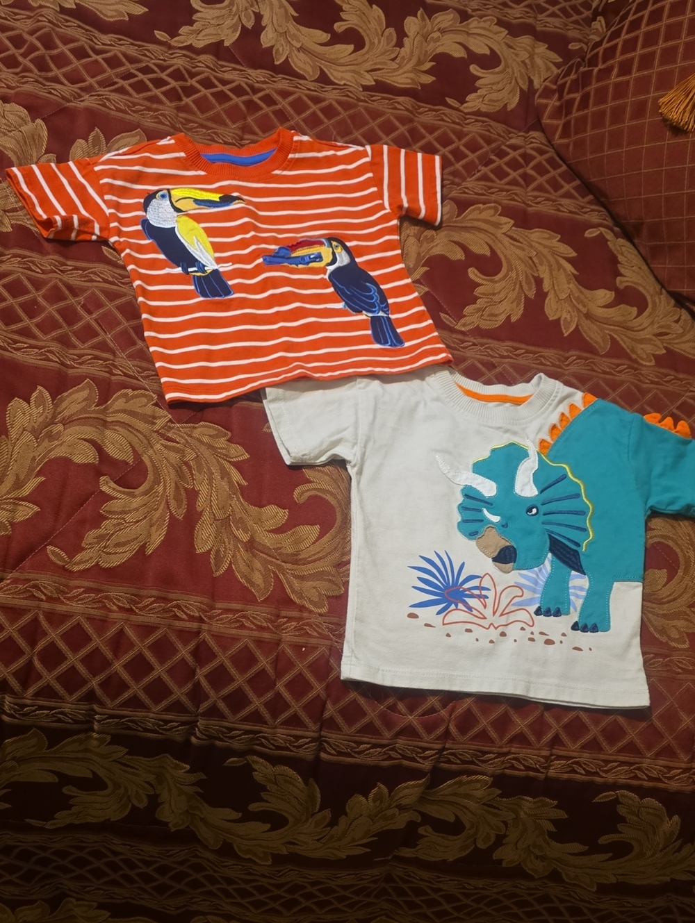 Orange Striped Toucan Tee /Orange Green Rhino - Kids Shirts [2 Set] 18 Month